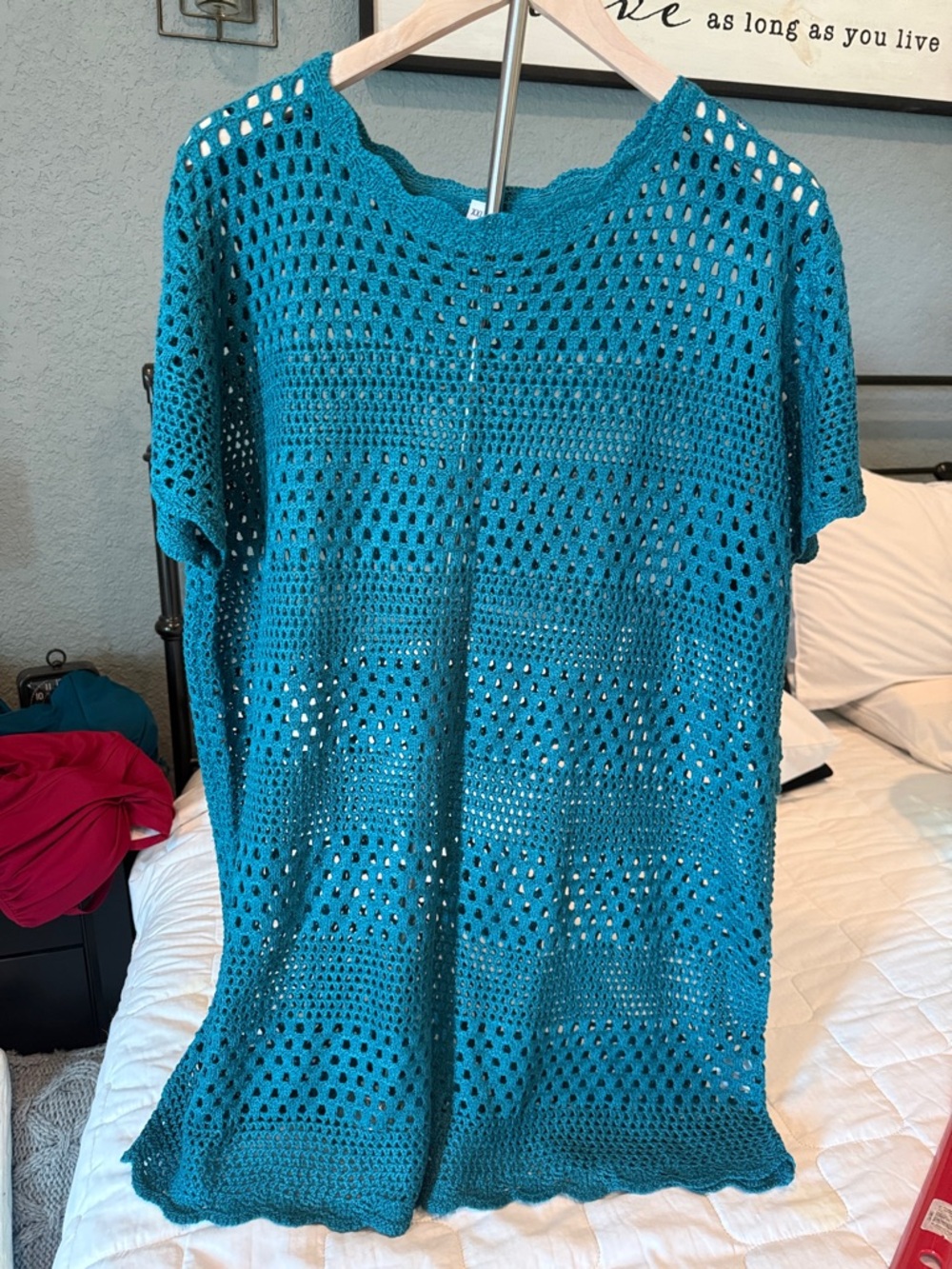 Source Unknown Teal Open-Knit Beach Coverup